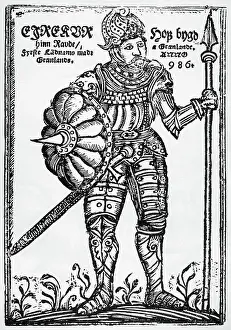 Viking Prints: Illus- Eric The Red In Armor W/ Spear