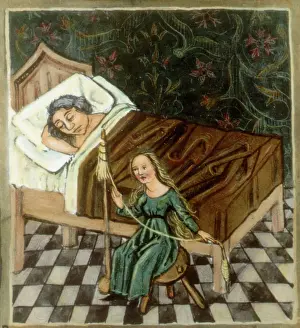 Illus/Girl Attends Woman Sick In Bed