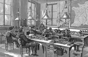 Telegraph Prints: Illus/Interior Of Telegraph Office