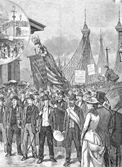 Parade Prints: Illus/Labor Parade Passsing Over Bridge