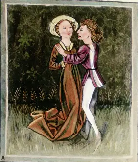 Manuscript Prints: Illus/Man Holds Shoulders Of Woman