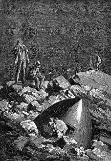 Crash Prints: Illus. Of Men On Rocks W/Crashed Craft