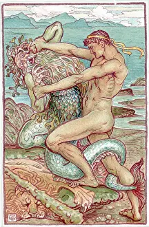 Wrestling Prints: Illus;Man Wrestling W/ Proteus, Man Of Se