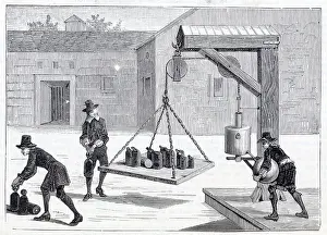 Cylinder Prints: Illus.;Men Remove Air From Cyl. W/Pulley