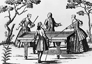 Billiards Prints: Illust. Of German Courtiers Playing Pool