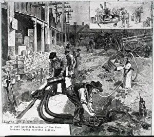 Cable Prints: Illust.; Men Laying Electrical Cable