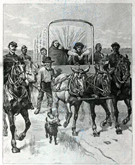 West Prints: Illust.; Oklahomans On Land Rush; Wagon