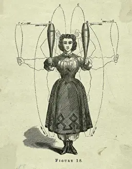 Indian Club Prints: Illustragion Of Woman Exercising W/Clubs
