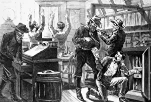 Burglar Prints: Illustraiton of a Holdup in a Western Store