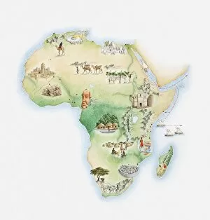 Images Dated 1st July 2010: Illustrated map of Africa