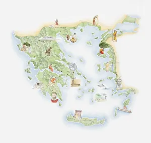 Illustrated Map Gallery: Illustrated map of Ancient Greece, BC