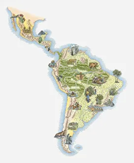 Illustrated Map Gallery: Illustrated map of Central and Southern America