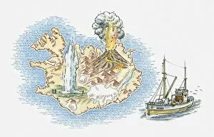 Illustrated Map Gallery: Illustrated map of Iceland