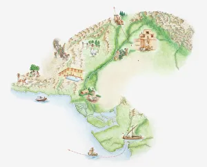 Illustrated Map Gallery: Illustrated map of Indus Valley civilisation