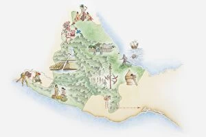 Illustrated Map Gallery: Illustrated map of the land of the Aztecs