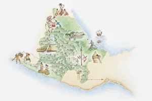Illustrated Map Gallery: Illustrated map of the land of the Aztecs