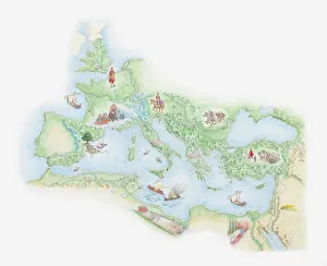 Illustrated Map Gallery: Illustrated map of Roman Empire, BC