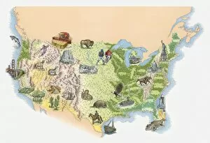 Illustrated Map Gallery: Illustrated map of the USA
