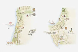 Illustrated Map Gallery: Illustrated maps of ancient Canaan (left) and Sinai peninsula (right)