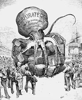Illustrated Political Cartoon: Corporate Greed as Octopus