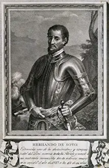 Illustrated Portrait of Spanish Explorer Hernando De Soto