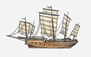 Images Dated 29th April 2010: Illustration of 16th century galleon