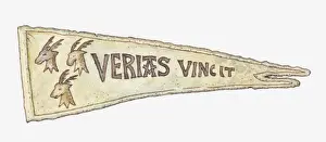 Routine Prints: Illustration of 16th century standard of Earl Marischal of Scotland bearing the motto Veritas Vincit