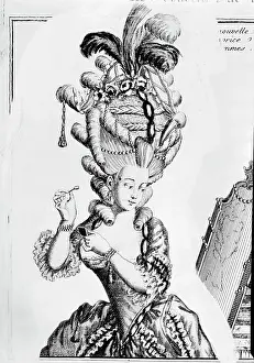 Copper Prints: Illustration of 18th-Century Woman With Ridiculous Headpiece