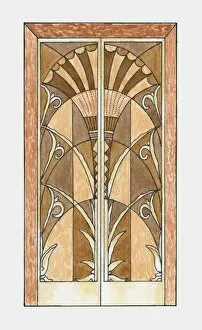 Pen And Ink Gallery: Illustration of 1920s Art Deco door