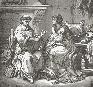 Couples Prints: Illustration of Abelard Reading to Heloise