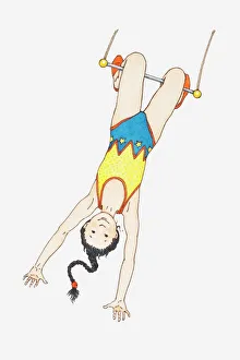 Skill Gallery: Illustration of acrobat hanging from a swing