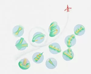 Illustration of aeroplane vapour trail and air currents
