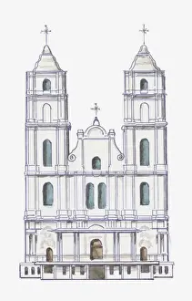 Roman Catholic Prints: Illustration of Aglona Basilica, Latvia