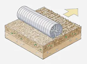 Rolling Prints: Illustration of agricultural flat roll reducing tilth to finer crumb