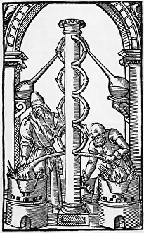 Alchemy Prints: Illustration Of Alchemists At Work