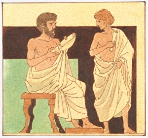 Alexander the Great (356 bc-323 bc) Collection: Illustration of Alexander the Great, being taught by Aristotle