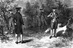 Tricorne Prints: Illustration of Alexander Hamilton and Aaron Burr Preparing to Duel