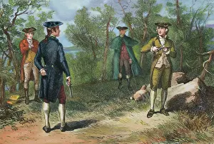 Tricorne Prints: Illustration of Alexander Hamilton and Aaron Burr Preparing to Duel