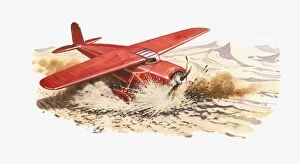 Images Dated 12th March 2010: Illustration of Amelia Earharts Lockheed Vega crash landing in desert