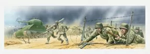 Crawling Gallery: Illustration of American soldiers invading the Normandy beaches during World War Two
