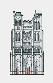 Gothic Style Gallery: Illustration of Amiens Cathedral, France