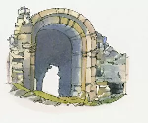 Illustration of Anamurium ruins, Anamur, Turkey