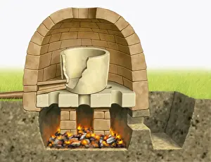 Furnace Prints: Illustration of ancient Chinese bronze-casting furnace