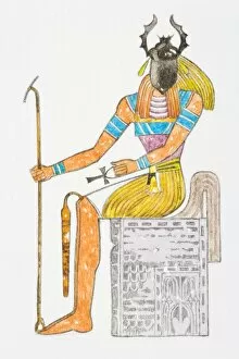 Human Representation Gallery: Illustration of Ancient Egyptian god Kheper with scarab beetle on face