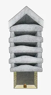 Place Of Burial Prints: Illustration of Ancient Egyptian grave chamber showing five huge stone cavities made from granite slabs with