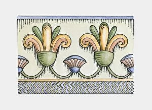 Images Dated 13th October 2009: Illustration of ancient Egyptian lotus and papyrus frieze decoration