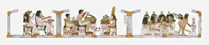 Ancient Egyptian Prints: Illustration of Ancient Egyptian scene inside royal court