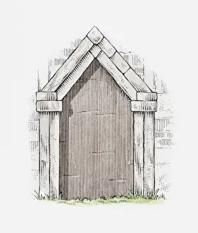 Door Prints: Illustration of Angelo-Saxon triangular-arched doorway, Britain, c. 900