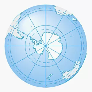 Images Dated 19th October 2010: Illustration of Antarctica on globe