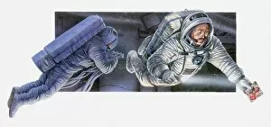 Images Dated 18th March 2011: Illustration of Apollo 11 and astronauts, 1969